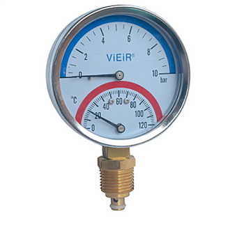 Термоманометр вертикальный 1/2 120С 10бар YE10